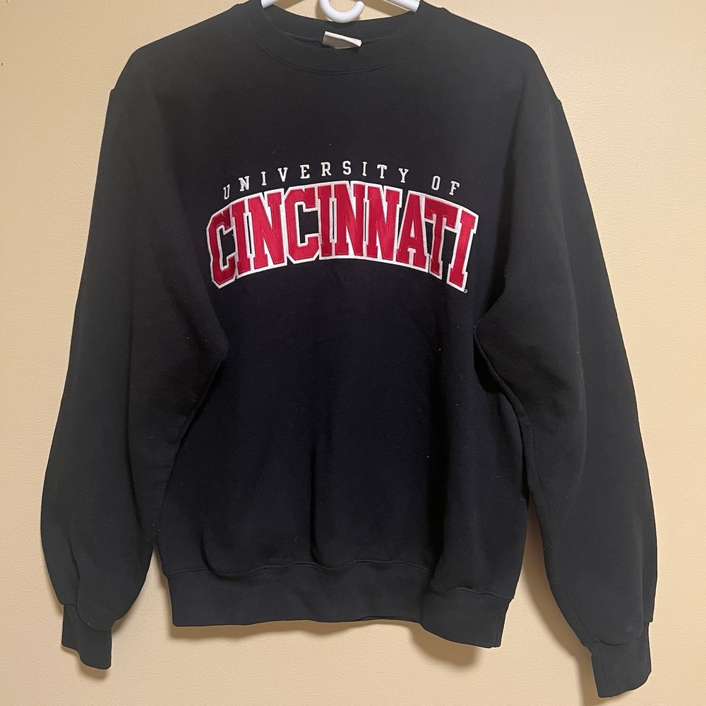 Vtg Champion University Of Cincinnati Sweatshirt Black Small Embroidered